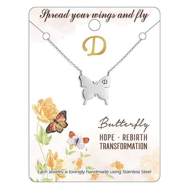 Dainty Initial Butterfly Necklace for Women Stainless Steel Butterfly Pendant Letter Name Necklaces Personalized Initial Necklace Butterfly Jewelry Gifts 