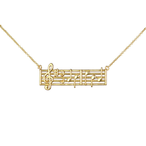 Rectangular Strip Musical Note Pendant Necklace Gifts