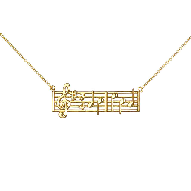 Rectangular Strip Musical Note Pendant Necklace Gifts