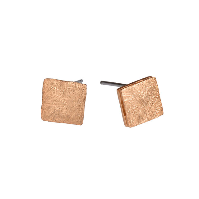 Geometric earrings square, gold, silver and rose gold. Fashionable women's earrings.