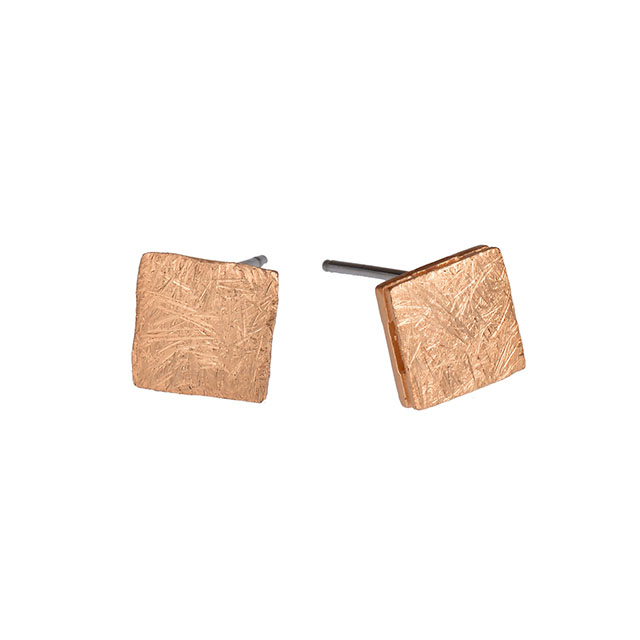 Geometric earrings square, gold, silver and rose gold. Fashionable women's earrings.