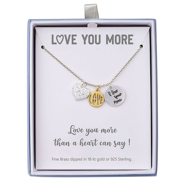I Love You More Necklaces for Girls Dainty Cubic Zirconia Love Heart Pendant Charm Necklace