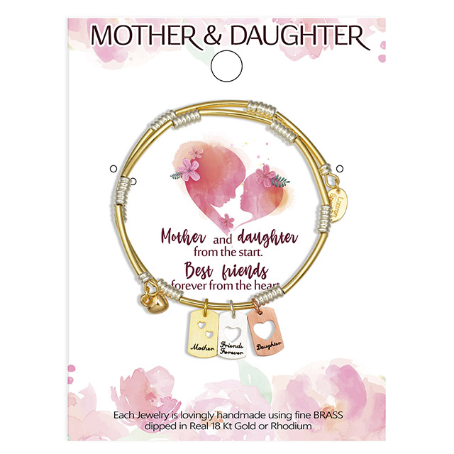 Brass Jewelry Mom And Daughter Bracelets with Multiple Heart Pendants 