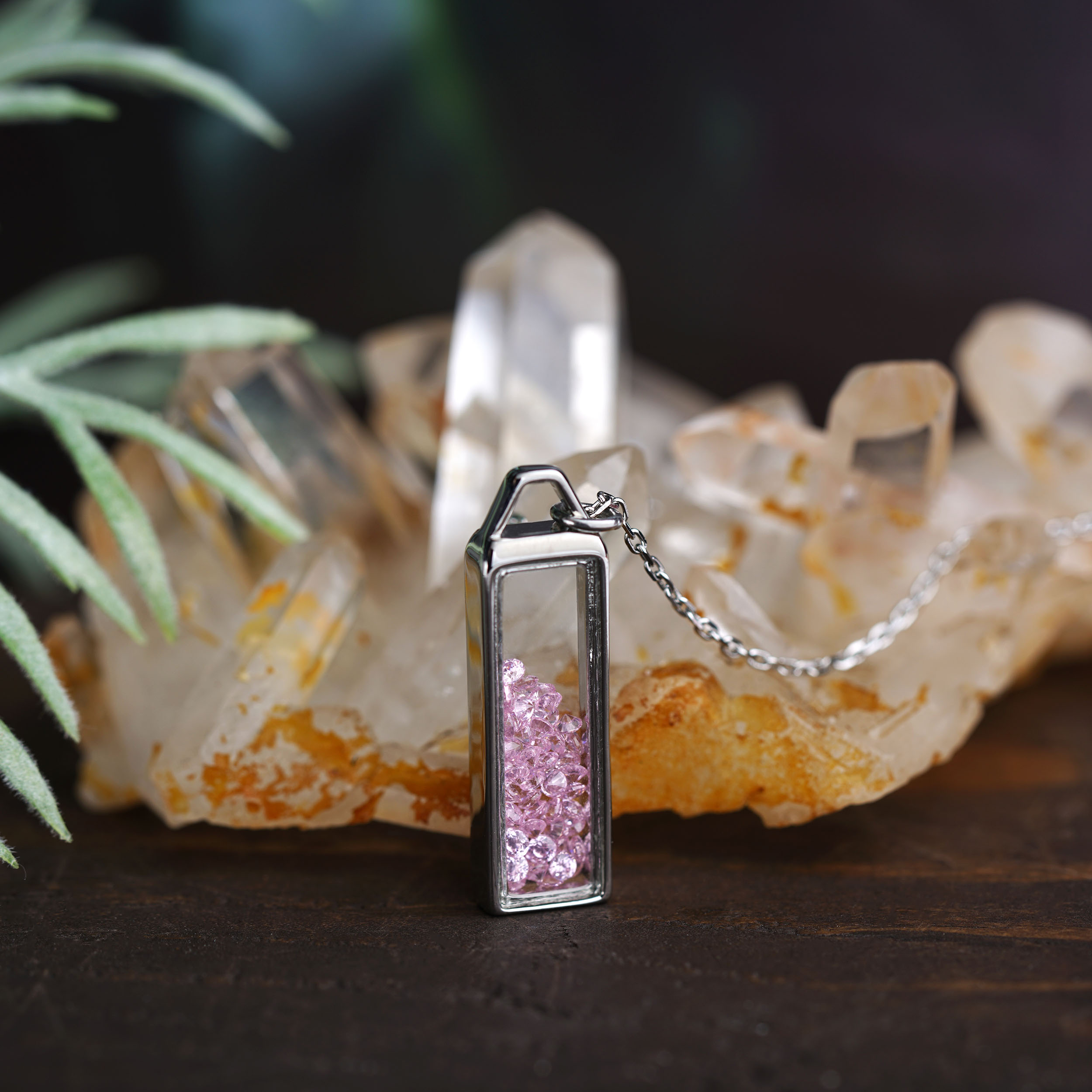 12 Month Birthstone Rectangle Pendant Necklace