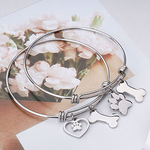 Expandable Dog Paw Charm Bracelet