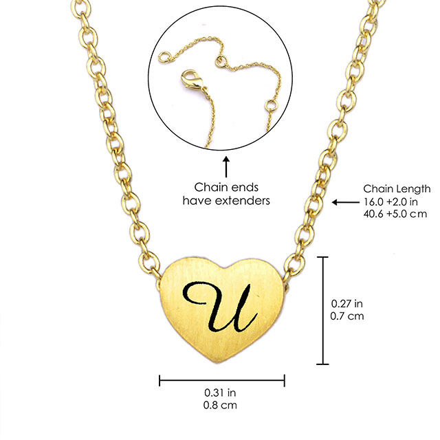 Lauren-Spencer Tiny Initial Heart Necklace for Women 18K Gold Plated A-Z Alphabet Letter Necklace Dainty Heart Choker Pendant Necklace 