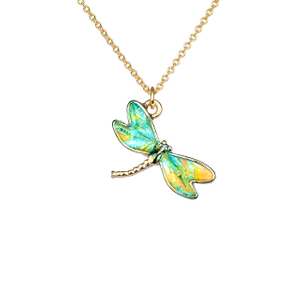 Colorful Dragonfly Necklace Hand Painted Dragonfly Necklaces for Women Dainty Cute Dragonfly Charm Jewelry Pendant Necklace 