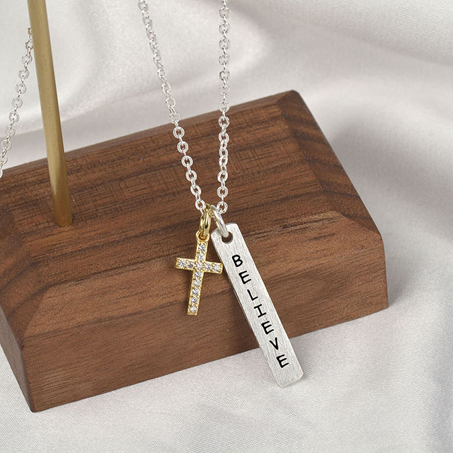 Cross Necklace for Women siver Plated Faith Hope Love Believe Cross Pendant Necklace Guardian for Women Girls Religious Jewelry Gifts 