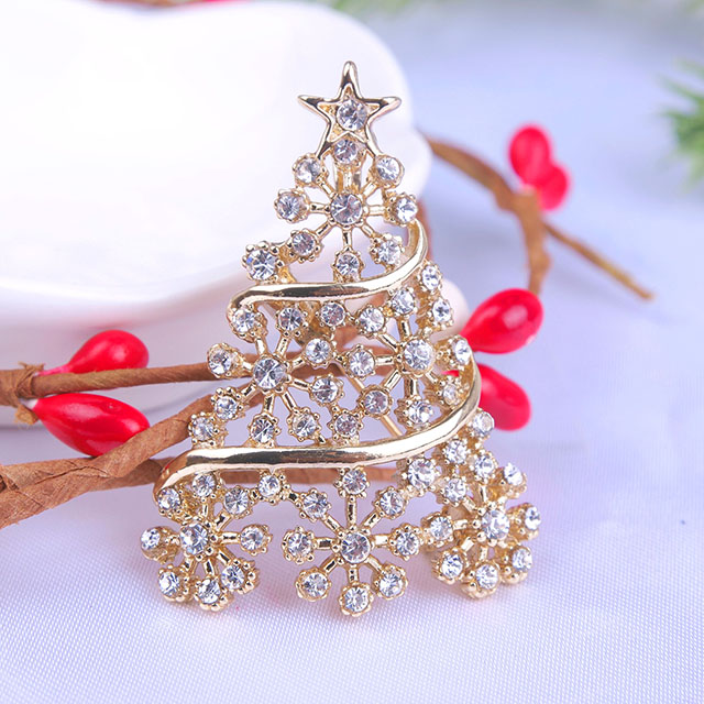 Christmas Tree Brooch Pin for Women Girls Crystal Rhinestone Enamel Pearl Brooches and Pins Vintage Christmas Brooch Pins