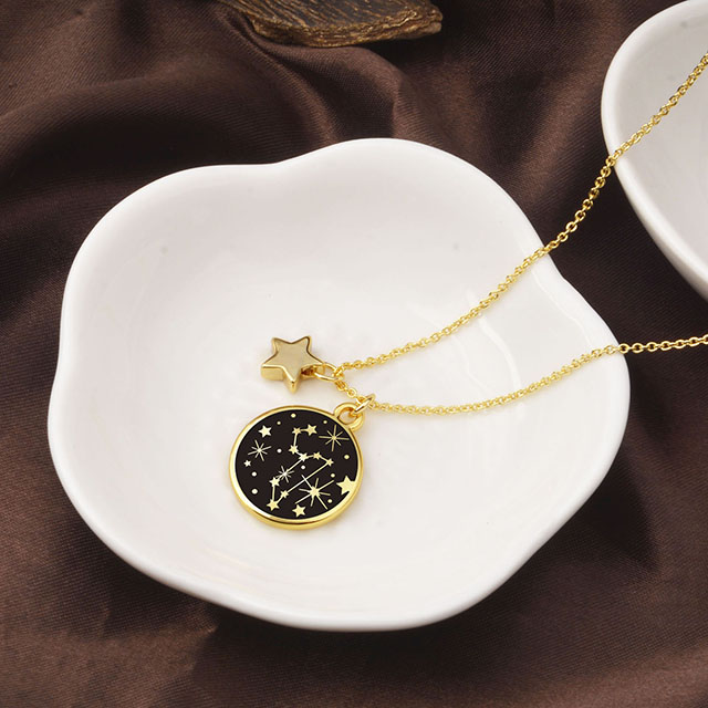Zodiac Necklace for Women Gold Plated Dainty Constellation Star Necklace 