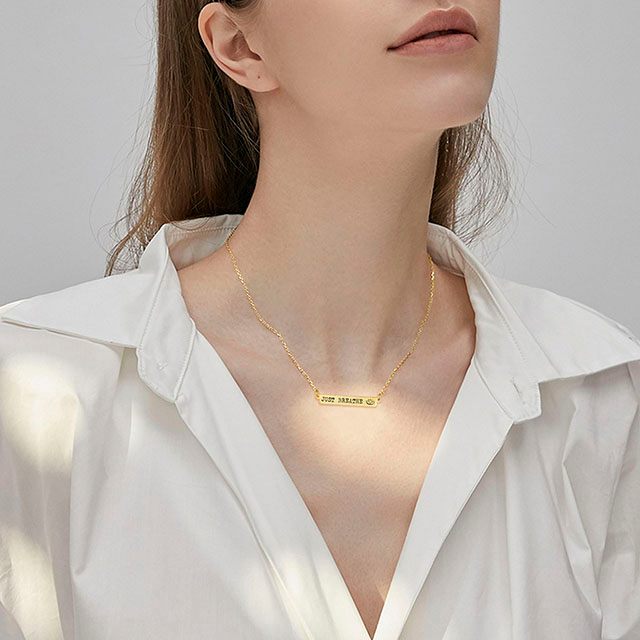 Wholesale Horizontal Personalized Engraved Monogram bar necklace