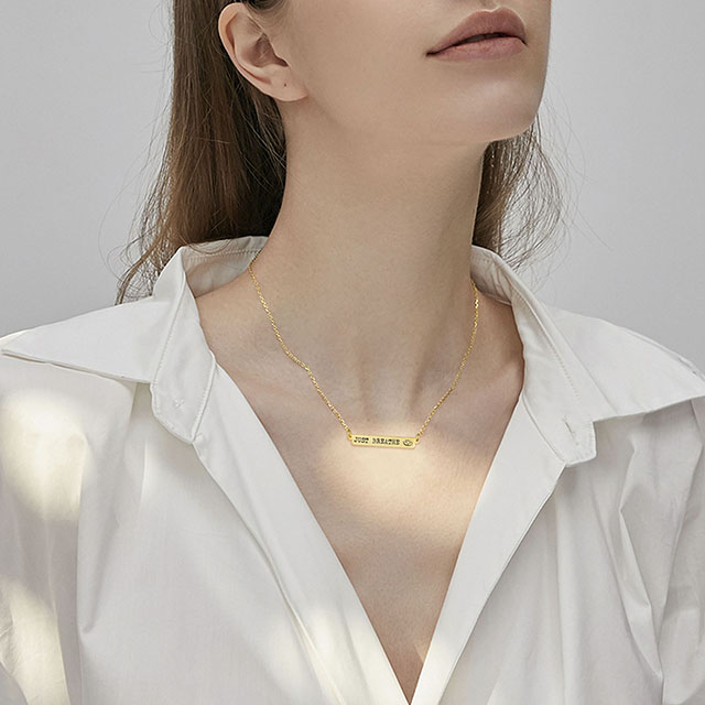 Wholesale Horizontal Personalized Engraved Monogram bar necklace