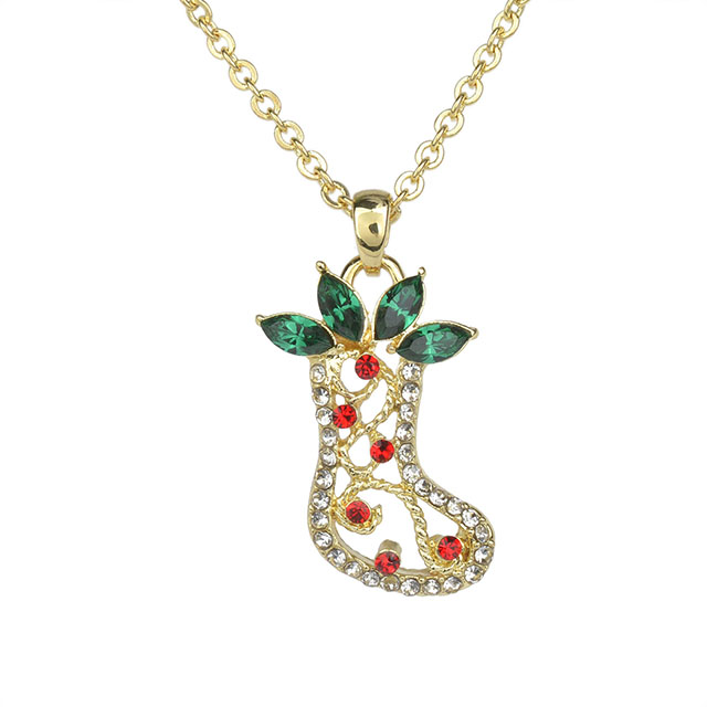 Wholesale Crystal Rhinestone Cute Small Santa Claus Christmas Tree Angel Necklace 