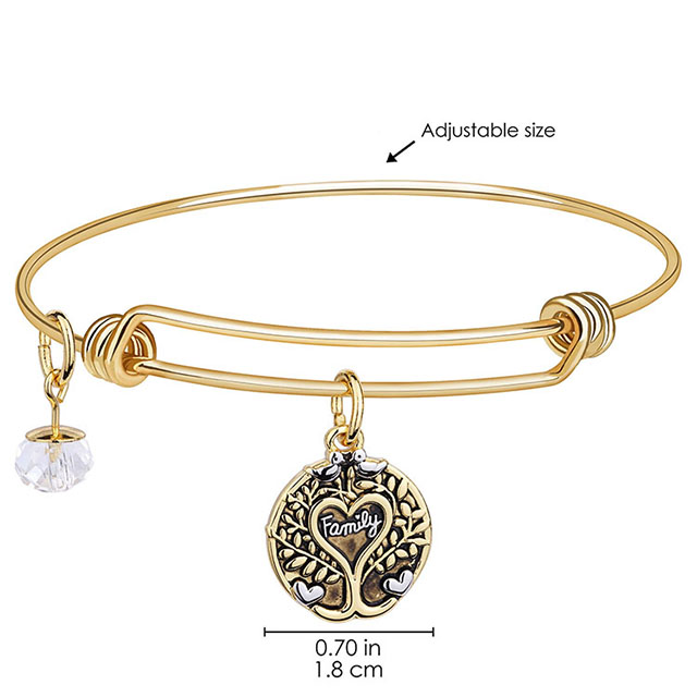 Family Tree Bracelet for Women Antique Gold Silver Plated All Things Grow with Love Bangle Bracelet Bead Charm Family Bracelets for Mother Daughter Wife Sister Jewelry Gift