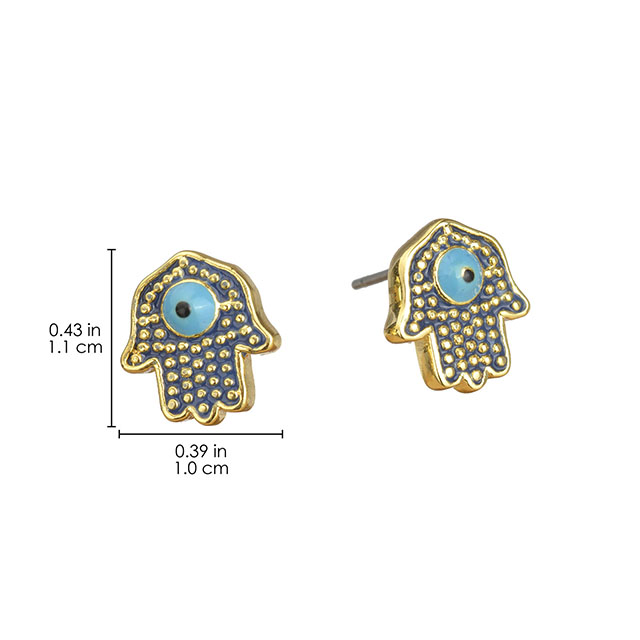 Hamsa and eye Stud Earrings for girl women gold silver Plated Zircon Jewelry gifts 