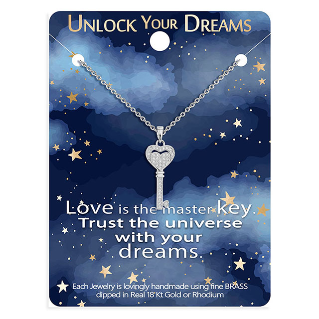 Unlock Your Dreams - Cubic Zirconia Key Necklace