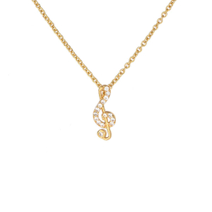 Musical Note Pendant Necklace Cubic Zirconia Music Note Jewelry Gifts 