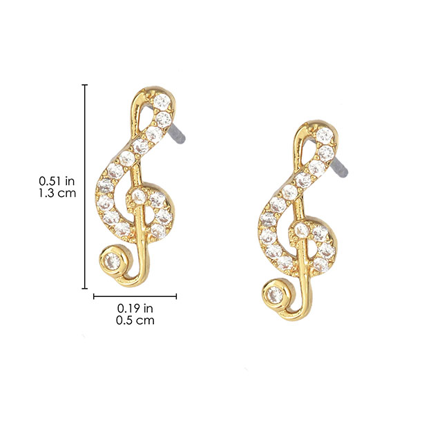 Musical Note Pendant Earring Cubic Zirconia Jewelry Gifts for Music Lover 