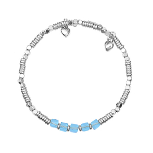 Dainty Silver Plated Beaded Bracelets for Women Stackable Crystal Gemstone Beaded Stretch Bracelets for Women Girls Jewelry Gift .