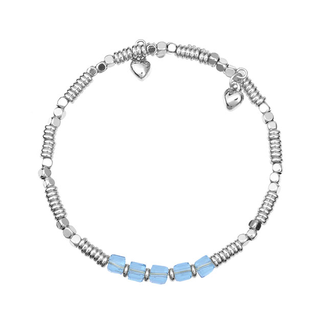 Dainty Silver Plated Beaded Bracelets for Women Stackable Crystal Gemstone Beaded Stretch Bracelets for Women Girls Jewelry Gift .