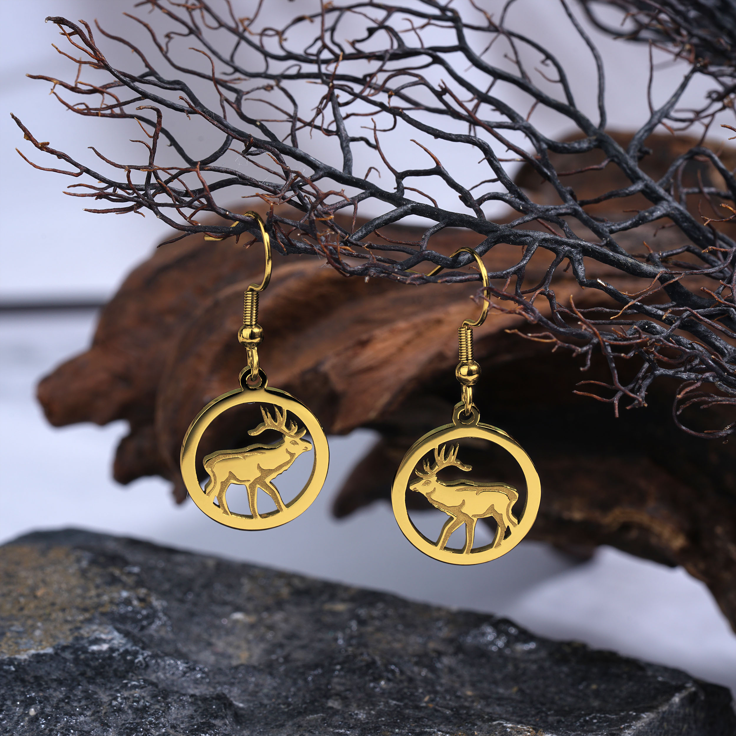 Animal Cutouts Charm Bear Moose Goat Deer Elk Earring