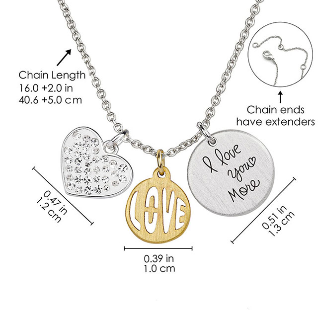 I Love You More Necklaces for Girls Dainty Cubic Zirconia Love Heart Pendant Charm Necklace