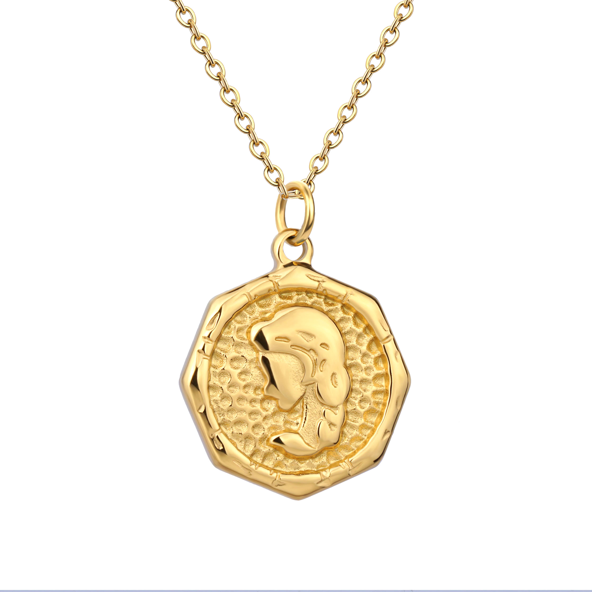 Stainless steel Necklace Retro Portrait Embossed Clavicle Chain