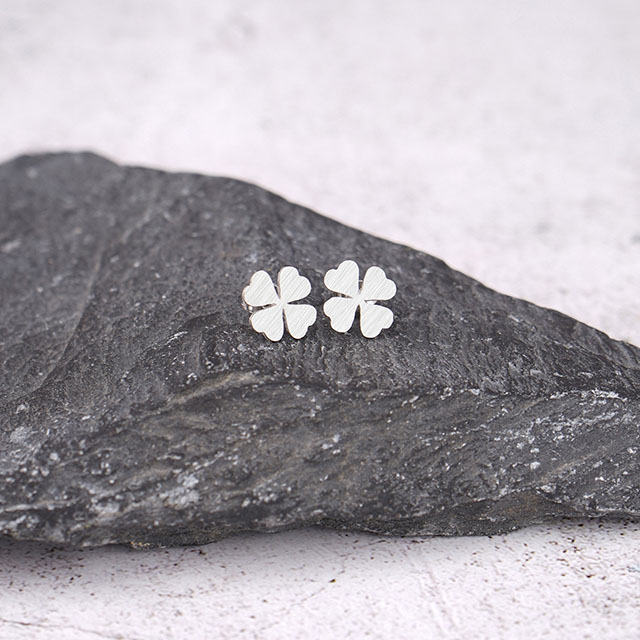 Personalized Shamrock Good Luck Charm Four Leaf Clover Pendant Earring