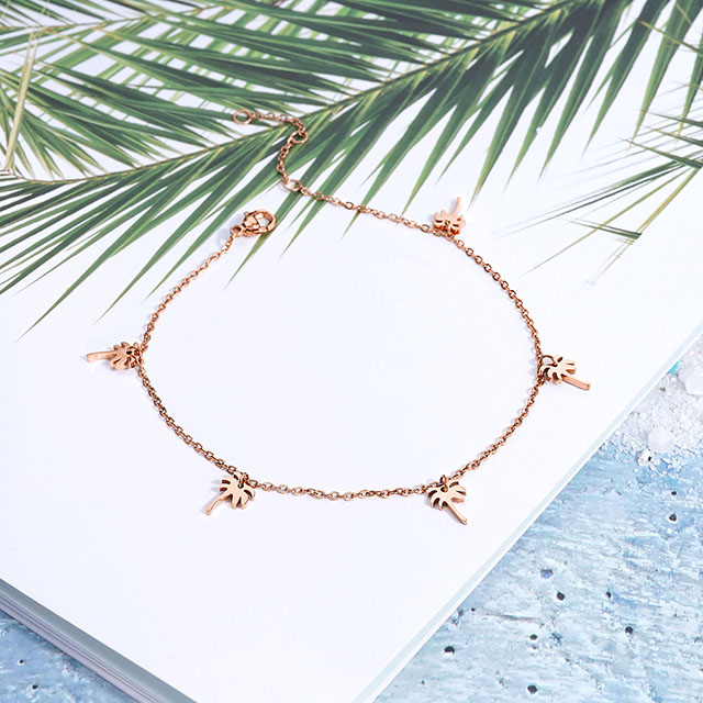 Palm Tree Anklets for Women Silver Gold Plated Beach Ankle Bracelets Palm Tree Charm Anklet Adjustable Boho Summer Foot Jewelry 