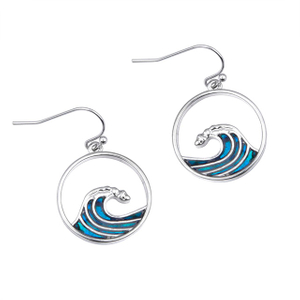 Beach Dangle Earrings for Women Abalone Shell Earrings Ocean Wave Hoop Drop Earrings Dangling Boho Fashion Summer Earrings Hawaiian Jewelry Gift