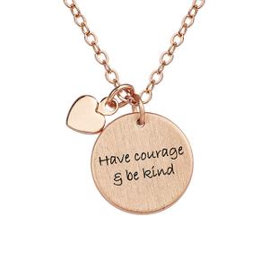 Personalized Quotes Necklaces Engraved Disc heart Pendant Necklace Encouragement Jewelry Gift 