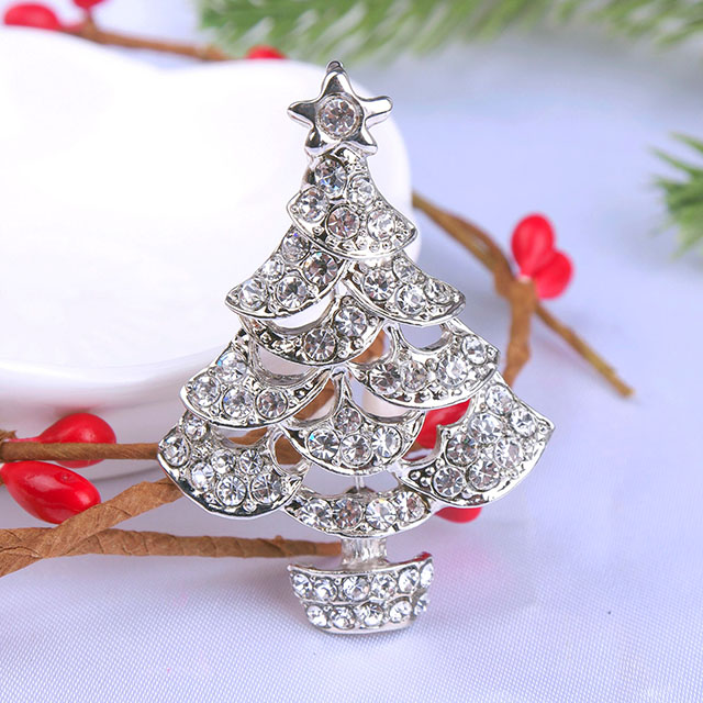 Christmas Tree Brooch Pin for Women Girls Crystal Rhinestone Enamel Pearl Brooches and Pins Vintage Christmas Brooch Pins