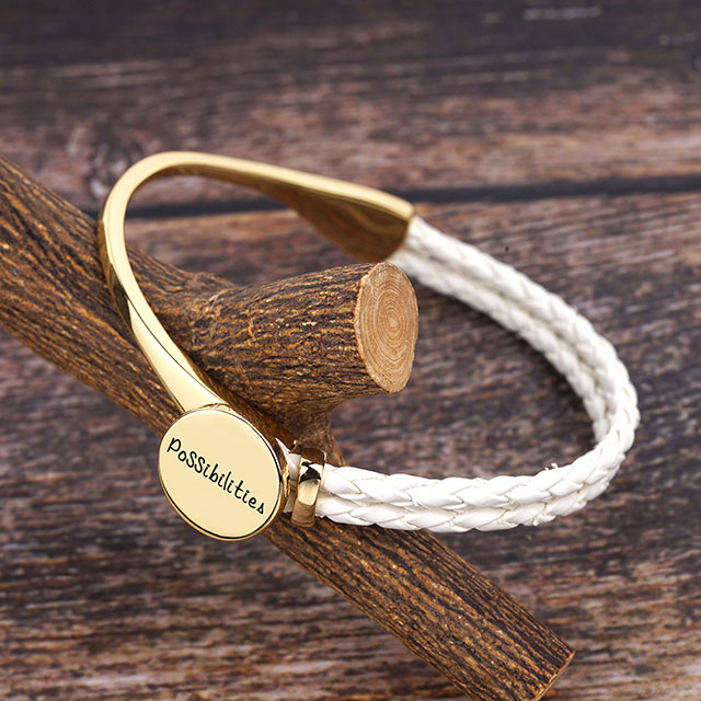 Customized Brass Jewelry Personalized Rope Inspirational Brushed Mantra Bracelet