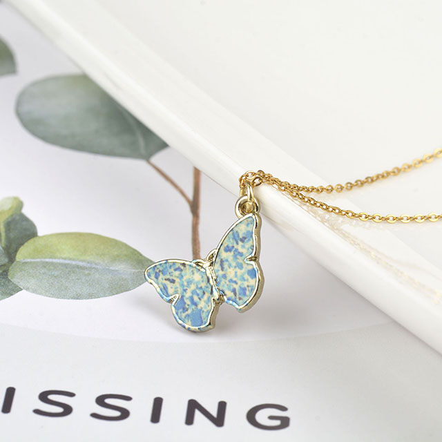 Colorful Butterfly Necklace Hand Painted Butterfly Necklaces for Women Dainty Cute Butterfly Charm Jewelry Pendant Necklace for women gifts