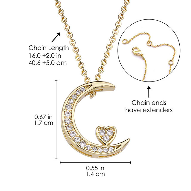  Moon Necklace for Women Silver Gold Plated Dainty Cubic Zirconia Crescent Moon Star Pendant Necklace Moon Jewelry for Women Girls Birthday Christmas Valentines Day Gift for Girlfriend