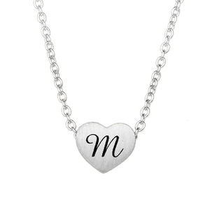 Tiny Initial Heart Necklace for Women Silver Plated A-Z Alphabet Letter Necklace Dainty Heart Choker Pendant Necklace 