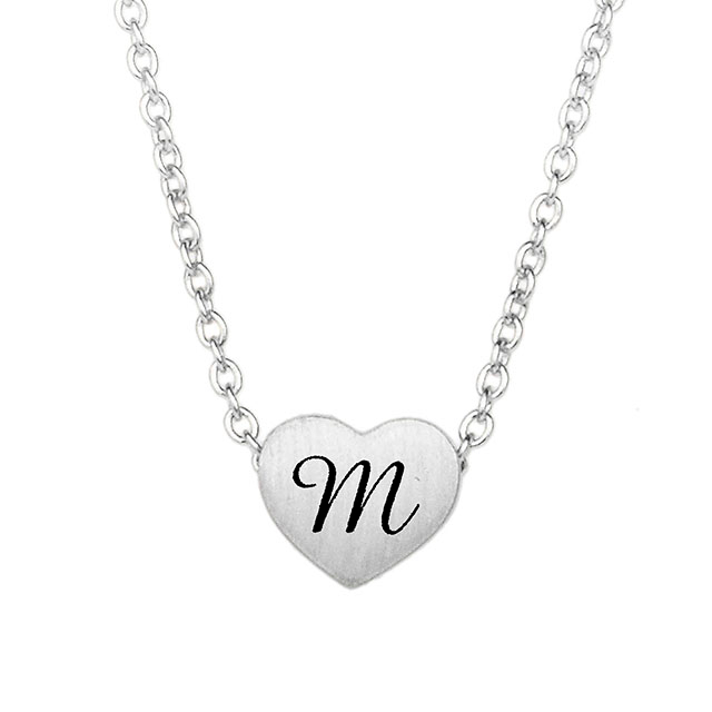 Tiny Initial Heart Necklace for Women Silver Plated A-Z Alphabet Letter Necklace Dainty Heart Choker Pendant Necklace 