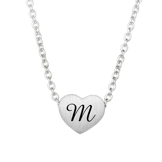 Tiny Initial Heart Necklace for Women Silver Plated A-Z Alphabet Letter Necklace Dainty Heart Choker Pendant Necklace 