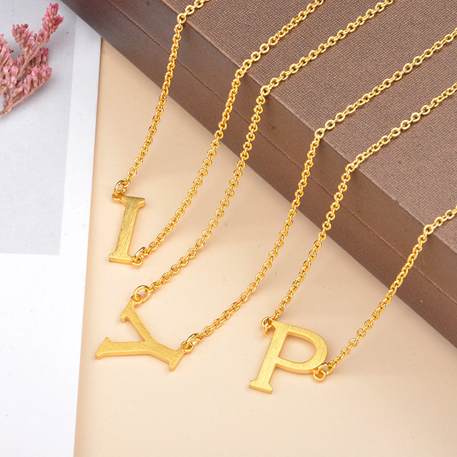 Sideways18K Gold Plated Dainty Tiny Initial Necklace A-Z Alphabet Letter Pendant Monogram Name Necklace