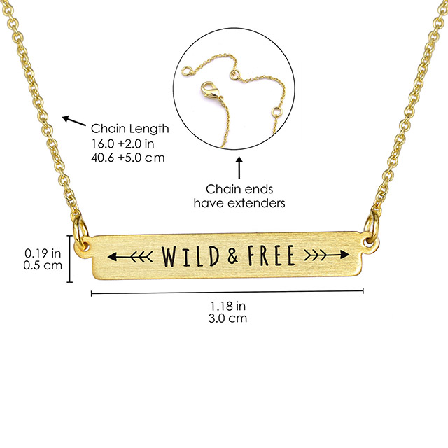Wholesale Horizontal Personalized Engraved Monogram bar necklace