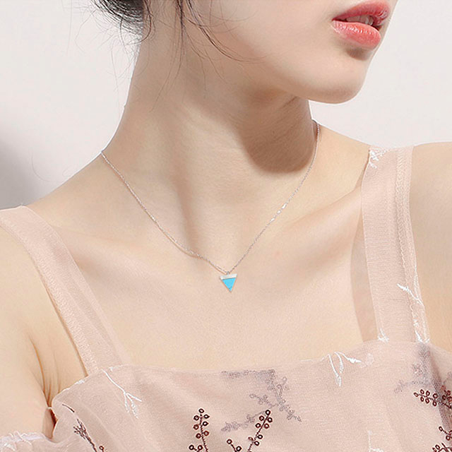 Gemstone Bar Necklaces for Women Gold Silver Plated Simulated Turquoise Necklace Pendant Triangle Square Necklaces Dainty Choker Necklace Jewelry Gift