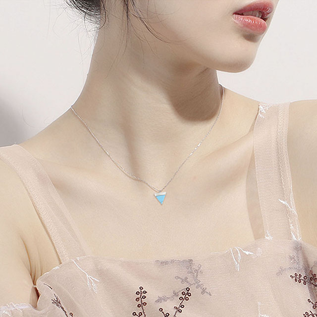 Gemstone Bar Necklaces for Women Gold Silver Plated Simulated Turquoise Necklace Pendant Triangle Square Necklaces Dainty Choker Necklace Jewelry Gift