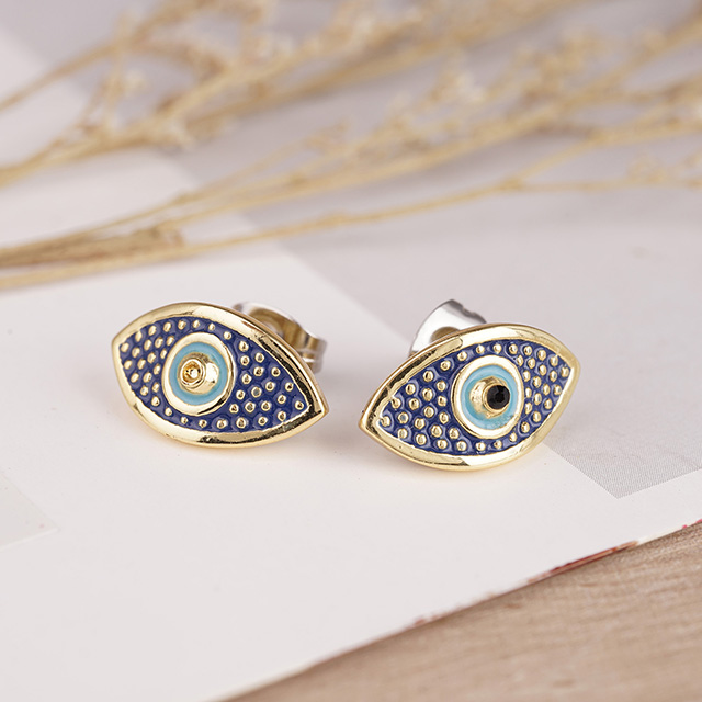 Hamsa and eye Stud Earrings for girl women gold silver Plated Zircon Jewelry gifts 