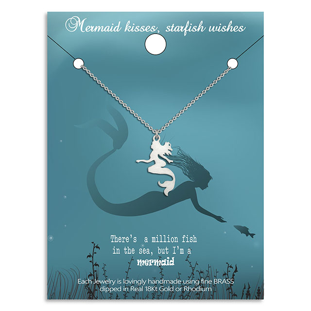 Mermaid Necklace Gold Silver Plated Ocean Necklace Dainty Beach Choker Necklaces for Women Teen Girls Surfer Jewelry Gifts Summer Necklace