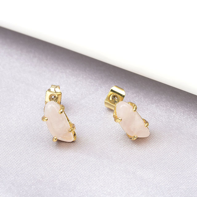 Gemstone Earrings Studs for Women Girls Hypoallergenic Silver Gold Plated Cats Eye Stone White Howlite Turquoise Rose Quartz Earrings for Women Fashion Jewelry Gift