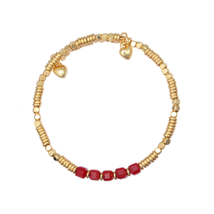 Dainty 18K Gold Plated Beaded Bracelets for Women Stackable Crystal Gemstone Beaded Stretch Bracelets for Women Girls Jewelry Gift