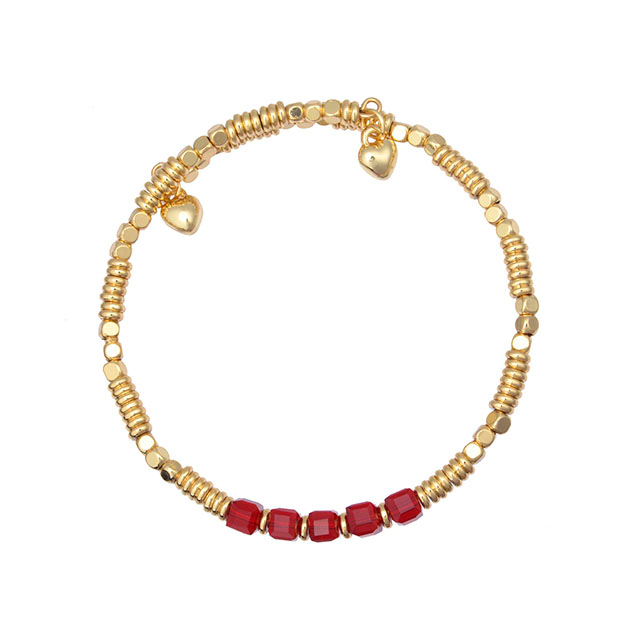 Dainty 18K Gold Plated Beaded Bracelets for Women Stackable Crystal Gemstone Beaded Stretch Bracelets for Women Girls Jewelry Gift