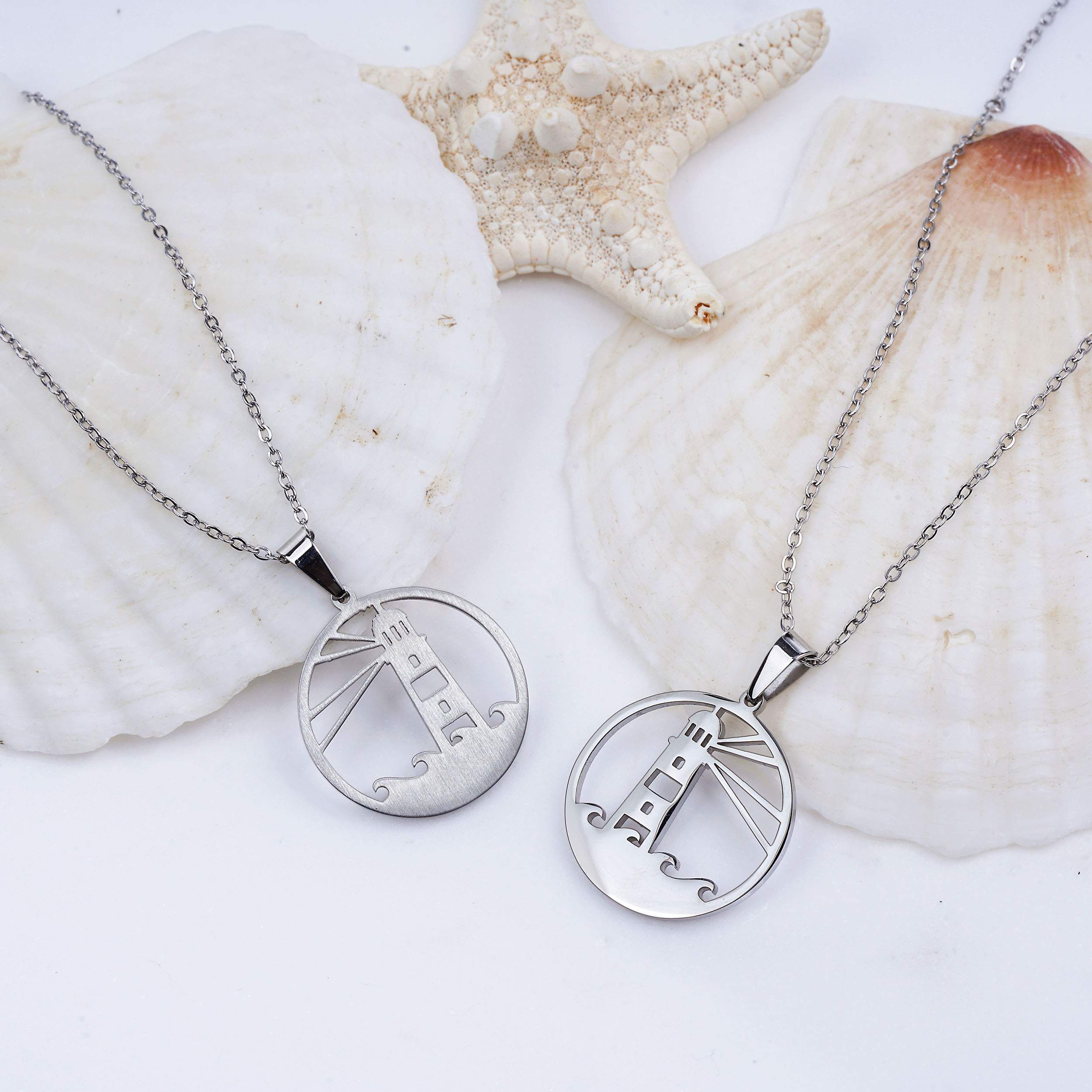 Stainless Steel Sailboat Lighthouse Anchor Charm Pendant Necklace 
