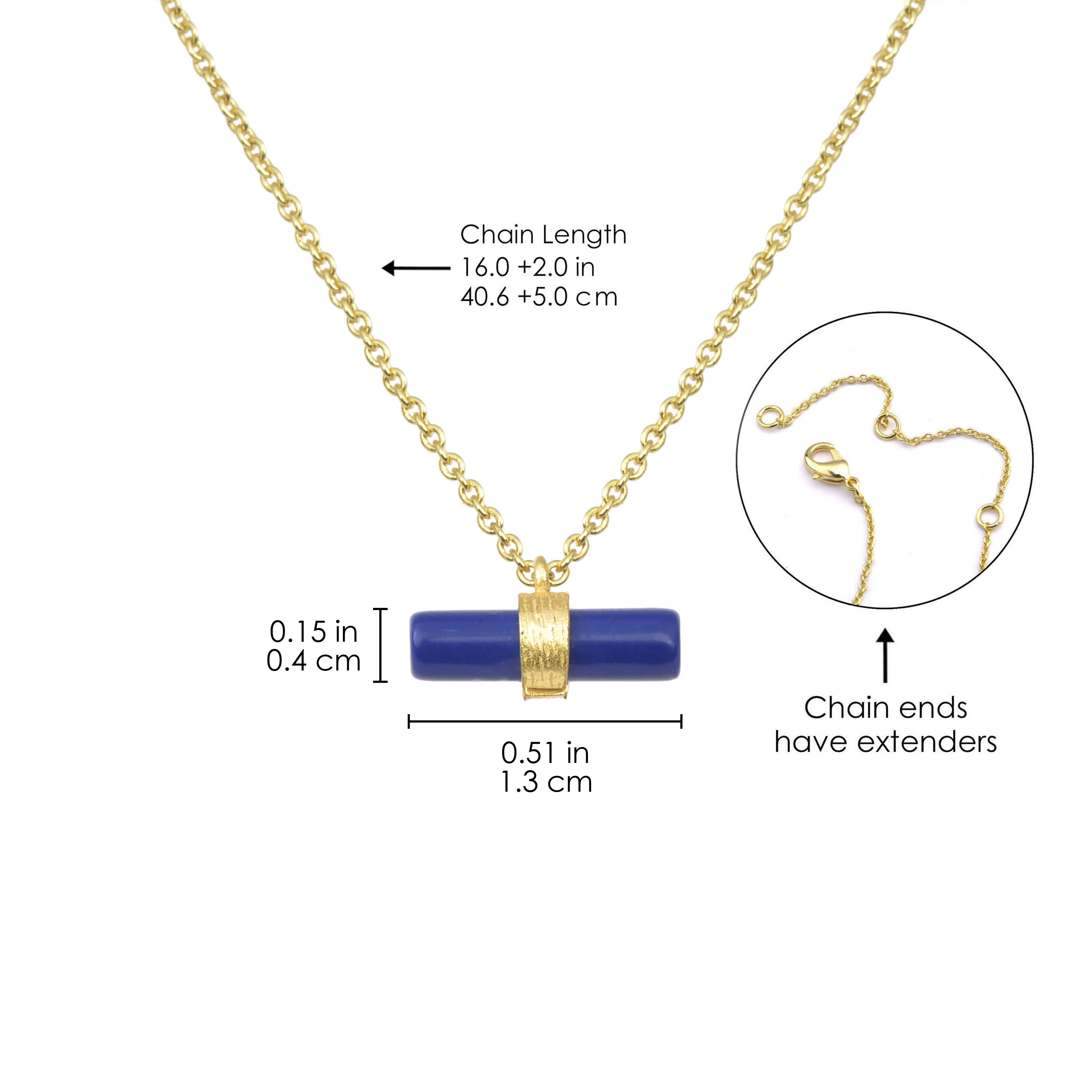 Gemstone Necklace Column Rectangle Turquoise Lapis Lazuli Jewelry for Girls