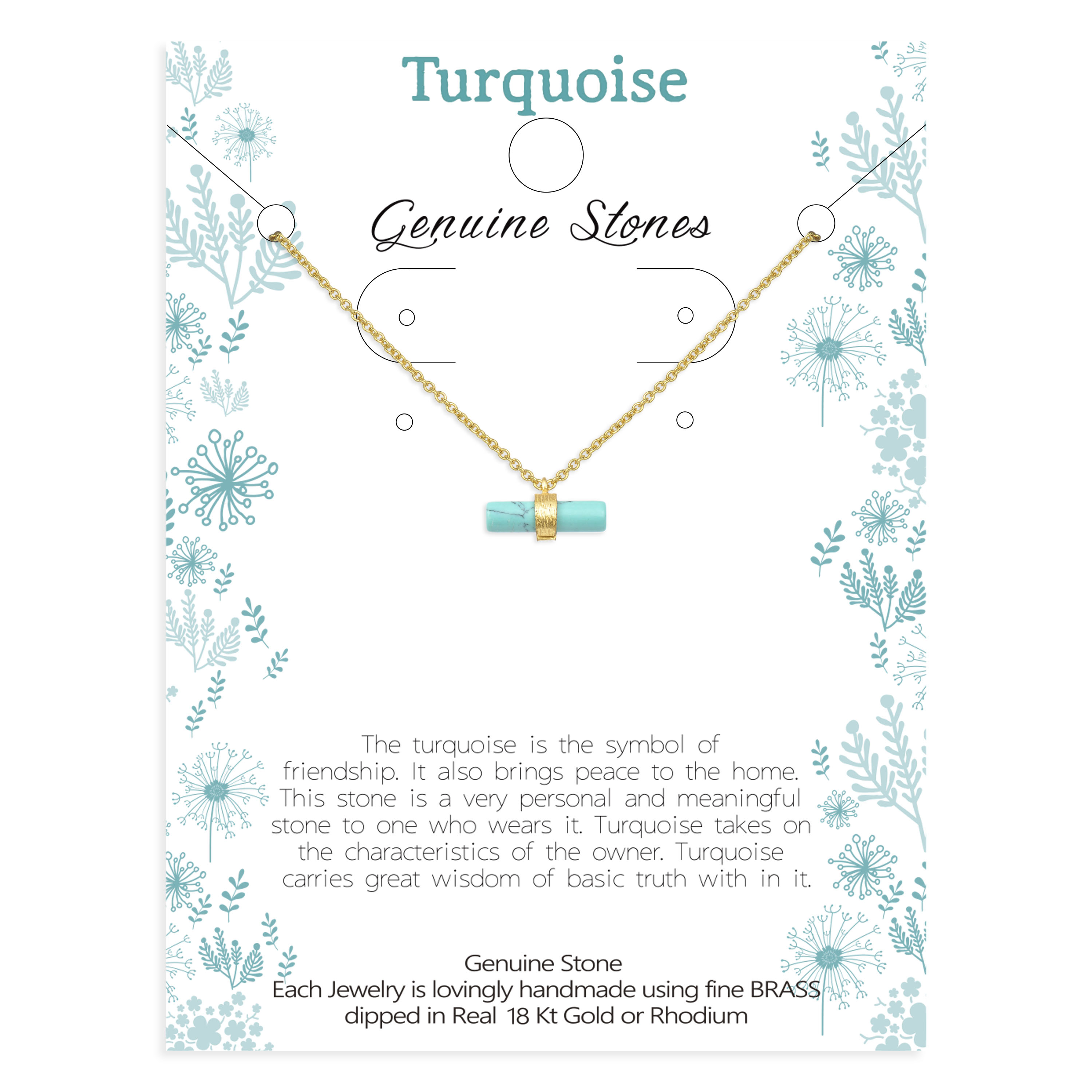 Gemstone Necklace Column Rectangle Turquoise Lapis Lazuli Jewelry for Girls